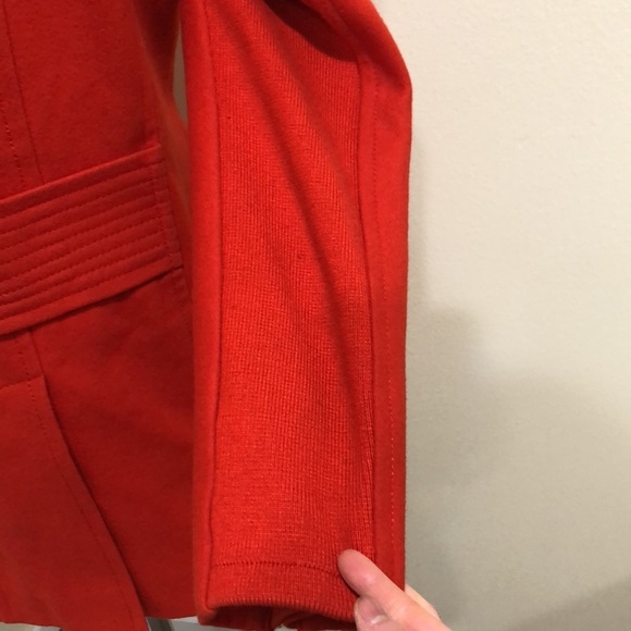 BCBGMAXAZRIA Peacoat Pea Coat Size Large Orange Red Wool Blend - Picture 5 of 13
